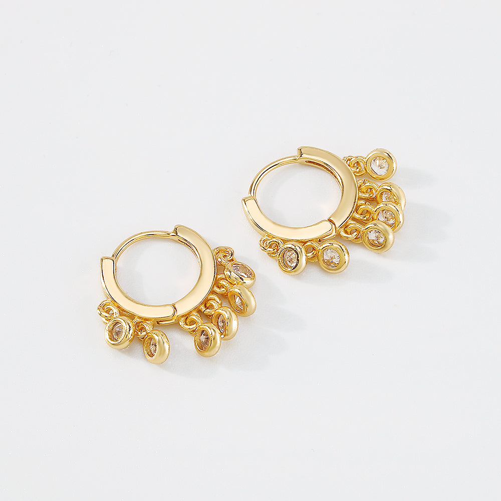 18K Gold Plated Copper Round Hoop Huggies Earrings medyjewelry