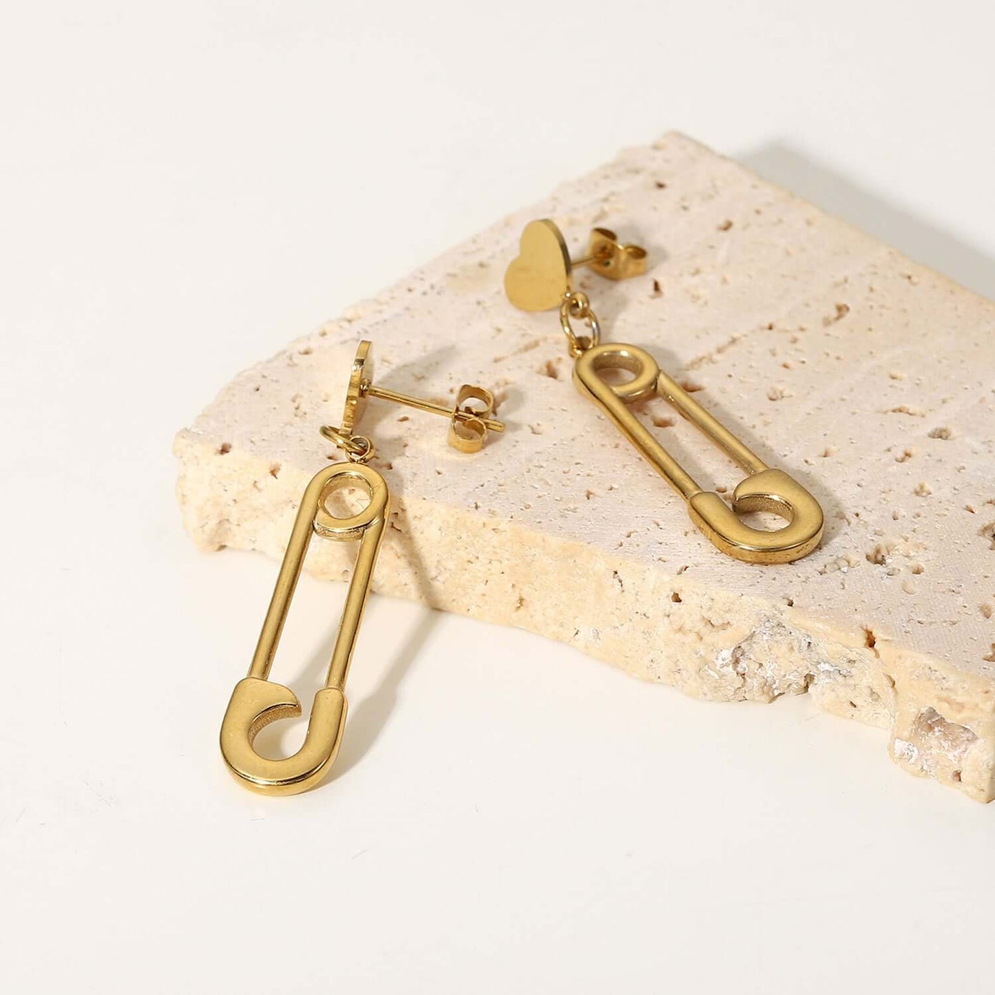 14K Gold Plated Stainless Steel Pin Drop Earring medyjewelry