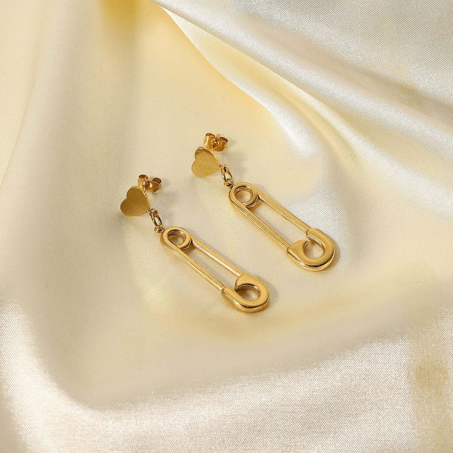 14K Gold Plated Stainless Steel Pin Drop Earring medyjewelry