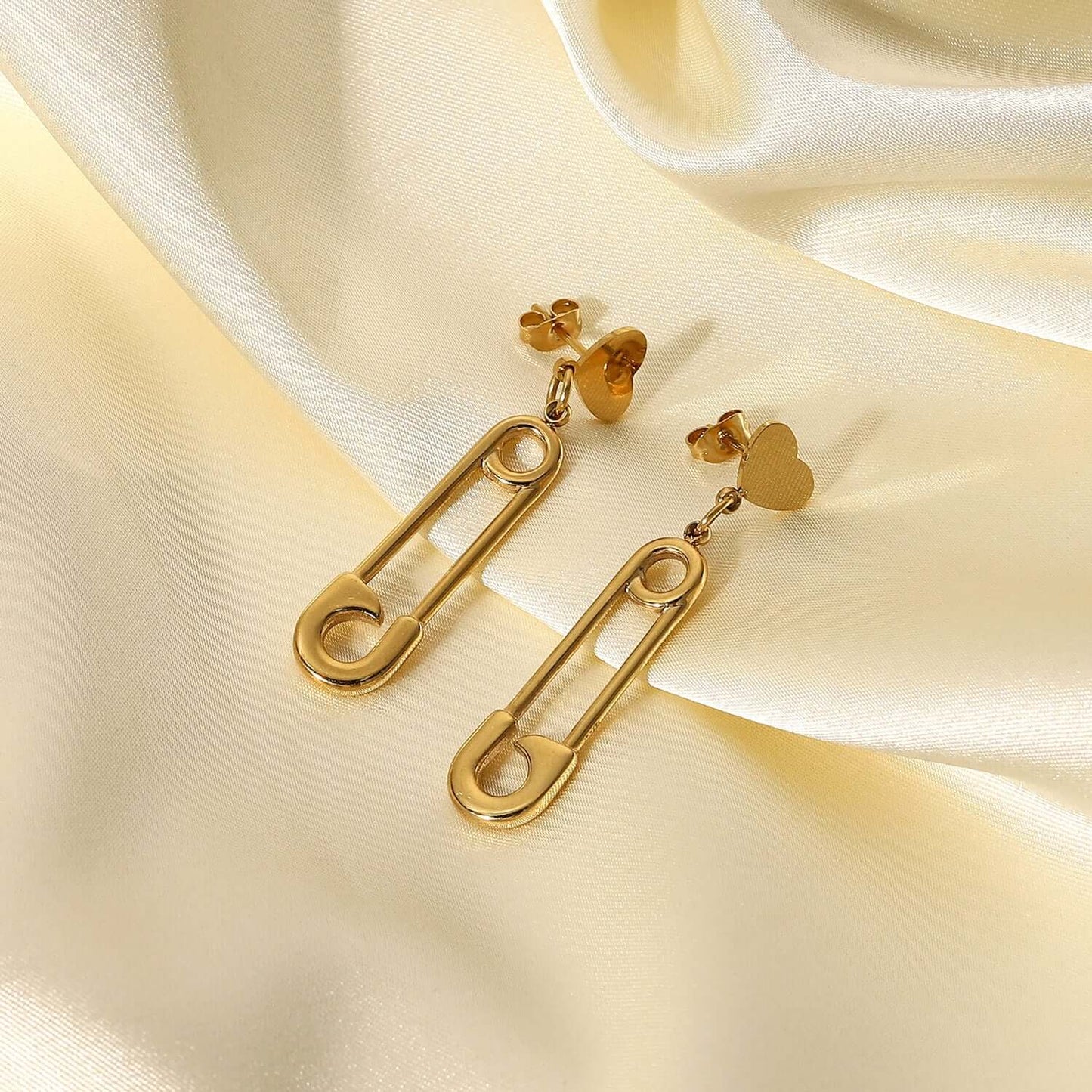 14K Gold Plated Stainless Steel Pin Drop Earring medyjewelry