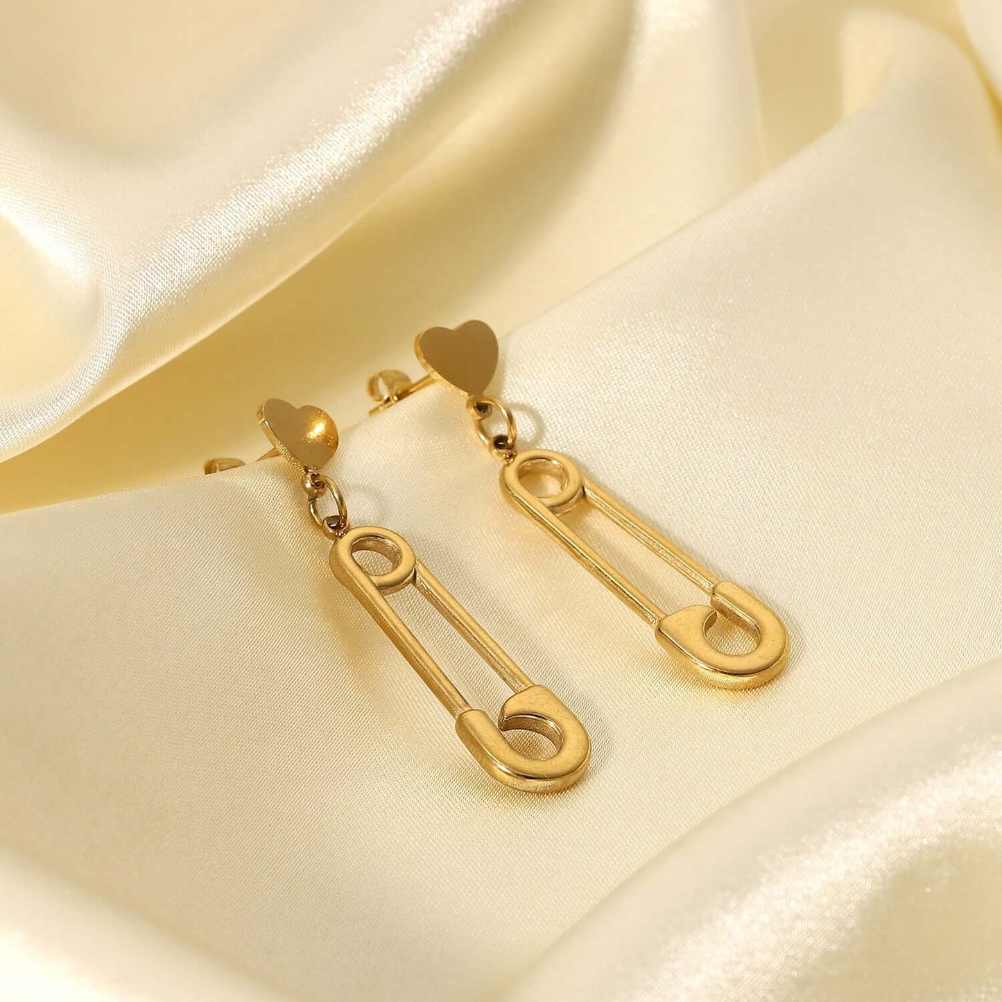 14K Gold Plated Stainless Steel Pin Drop Earring medyjewelry