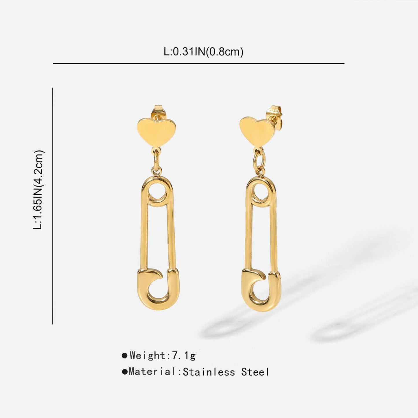 14K Gold Plated Stainless Steel Pin Drop Earring medyjewelry