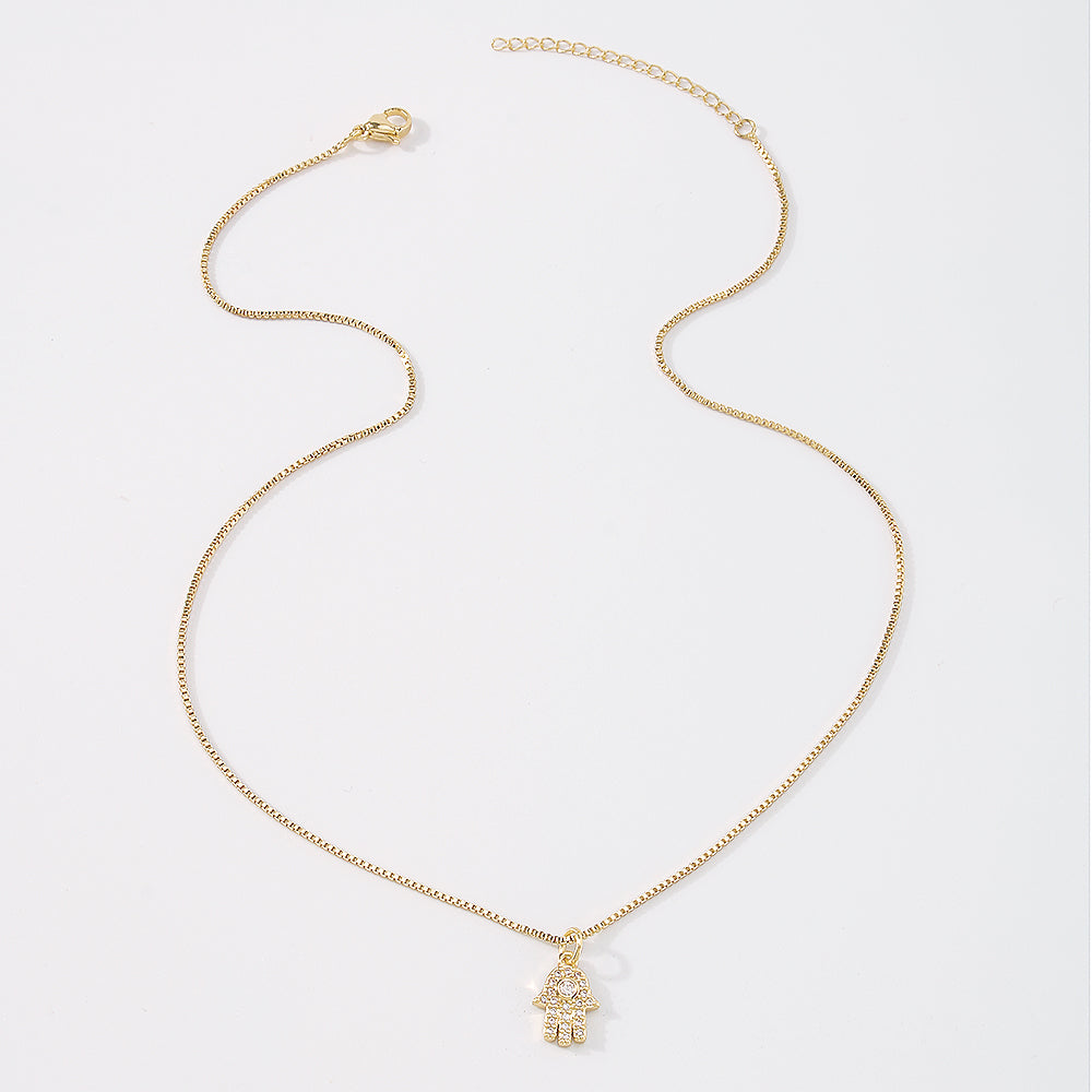 18K Gold Plated Copper Hamsa Pendant Necklace medyjewelry