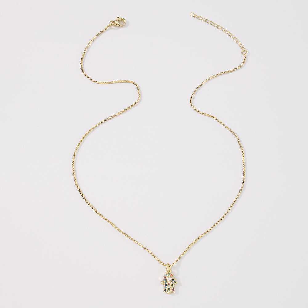 18K Gold Plated Copper Hamsa Pendant Necklace medyjewelry