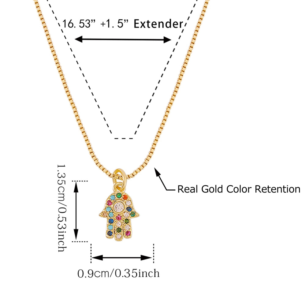 18K Gold Plated Copper Hamsa Pendant Necklace medyjewelry