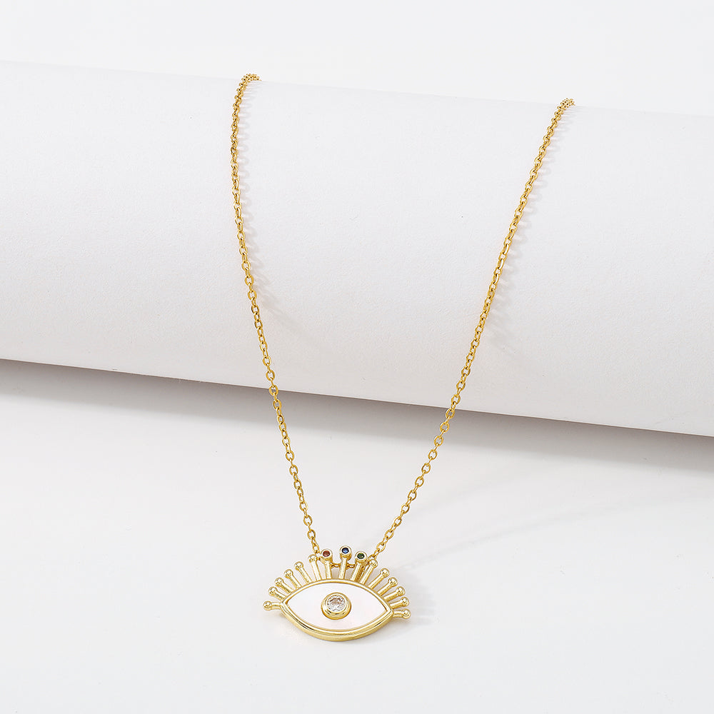 18K Gold Plated Copper Eye Necklace medyjewelry