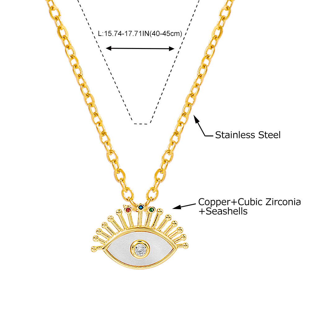 18K Gold Plated Copper Eye Necklace medyjewelry