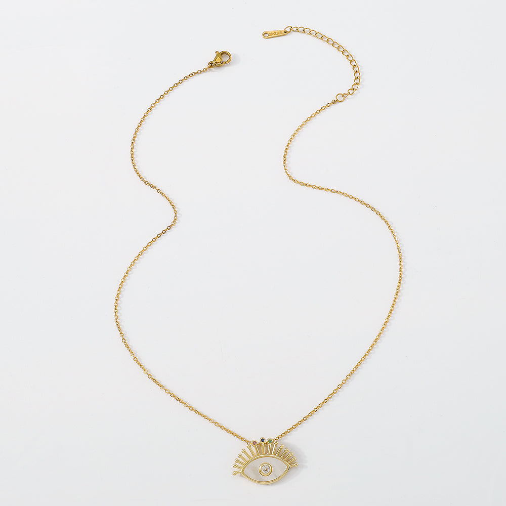 18K Gold Plated Copper Eye Necklace medyjewelry