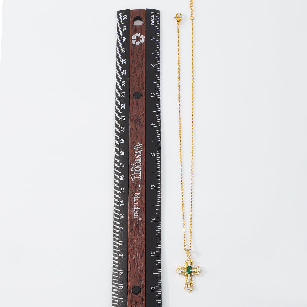18K Gold Plated Copper Cross Pendant Necklace medyjewelry