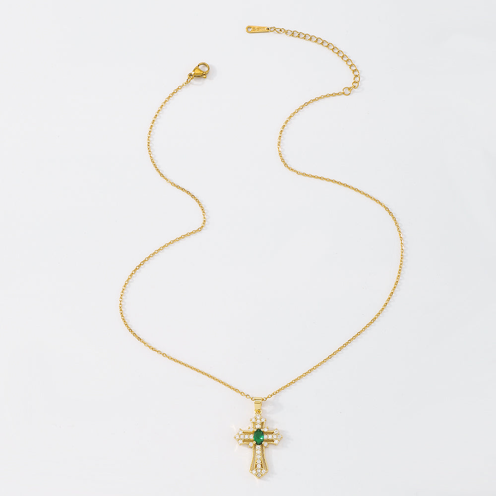 18K Gold Plated Copper Cross Pendant Necklace medyjewelry