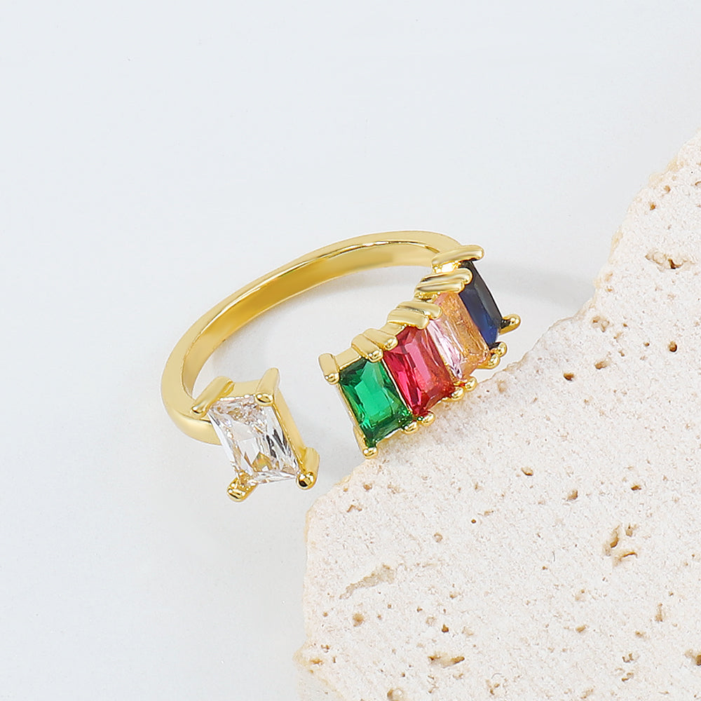 Copper Cubic Zirconia RING Rainbow Rings medyjewelry