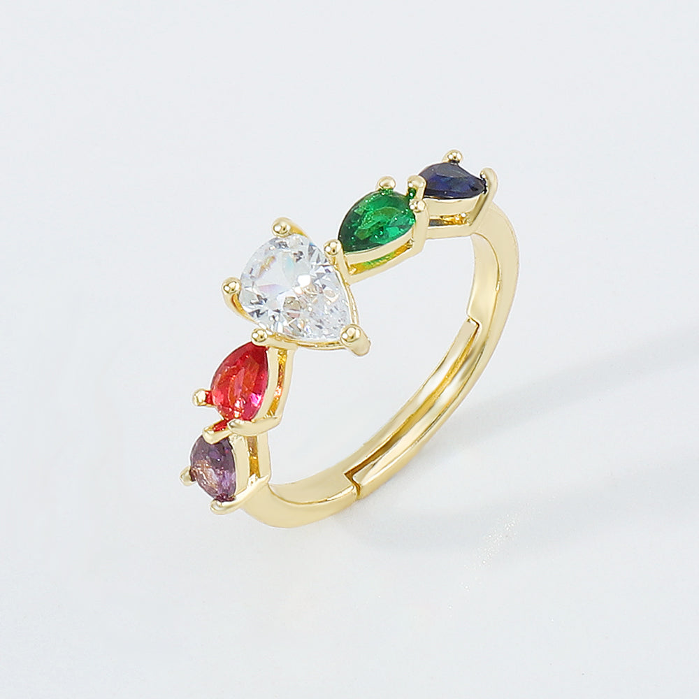 Copper Cubic Zirconia RING Rainbow Rings medyjewelry