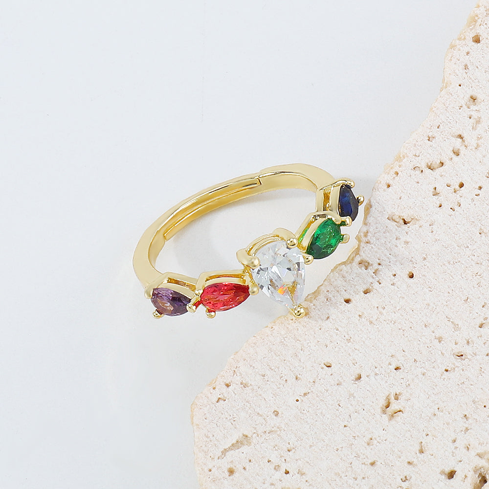 Copper Cubic Zirconia RING Rainbow Rings medyjewelry