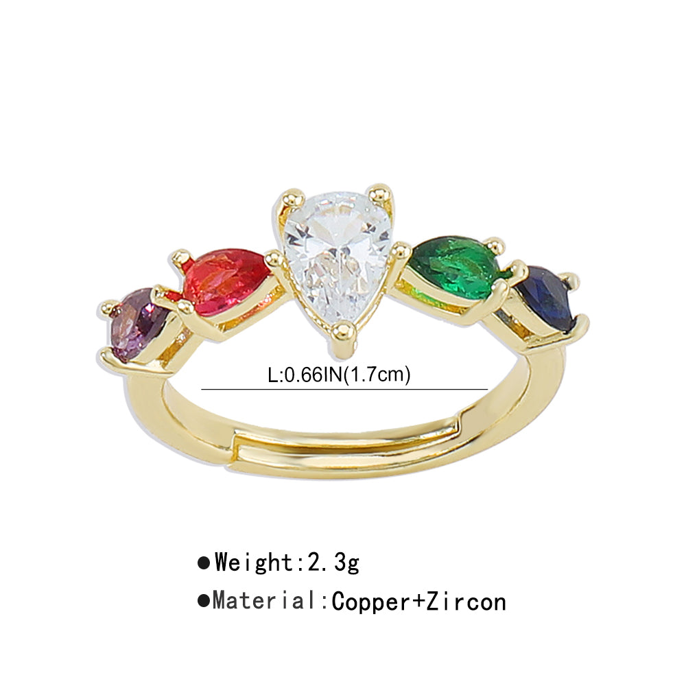Copper Cubic Zirconia RING Rainbow Rings medyjewelry