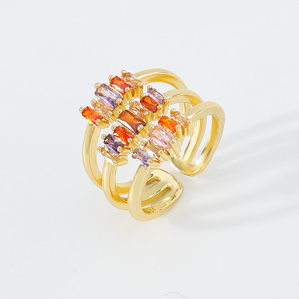 Copper Cubic Zirconia RING Rainbow Rings medyjewelry