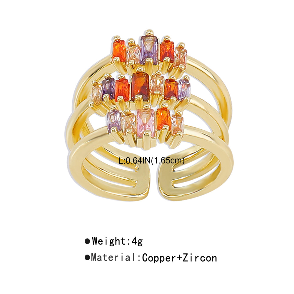 Copper Cubic Zirconia RING Rainbow Rings medyjewelry