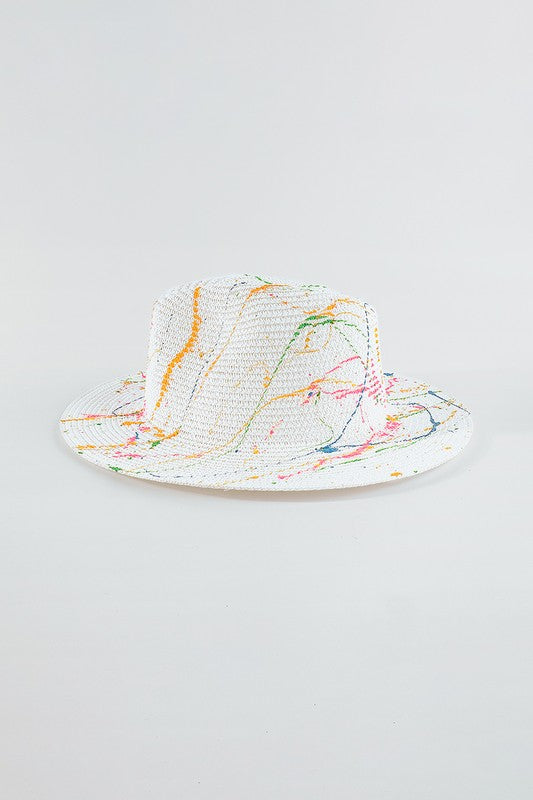 Q0260 Paint Dye Raffia Fedora Sun Hat