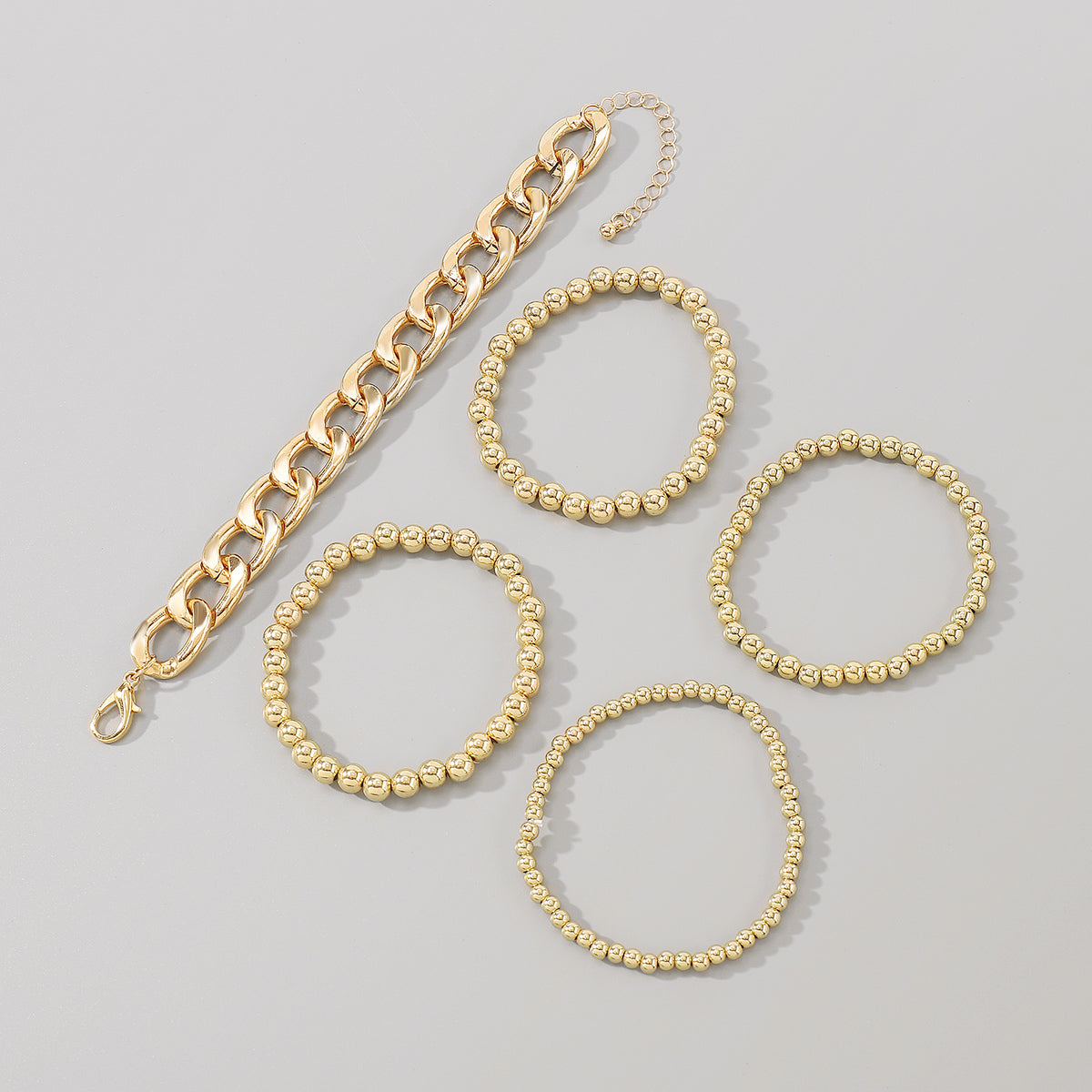B1802 CCB Beaded Chain Bracelets Set