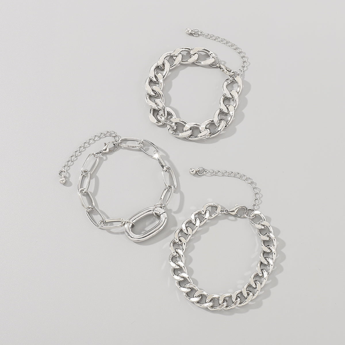 B1851 Chunky Chain Link Bracelet Set