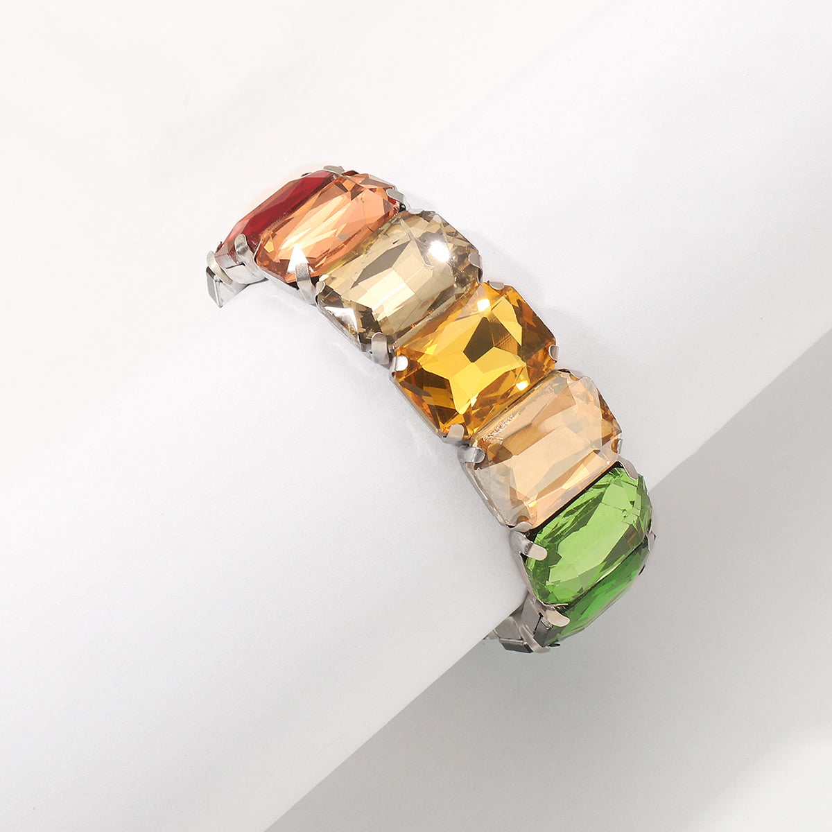 B2142 Multicolors Large Square Crystal Bracelet