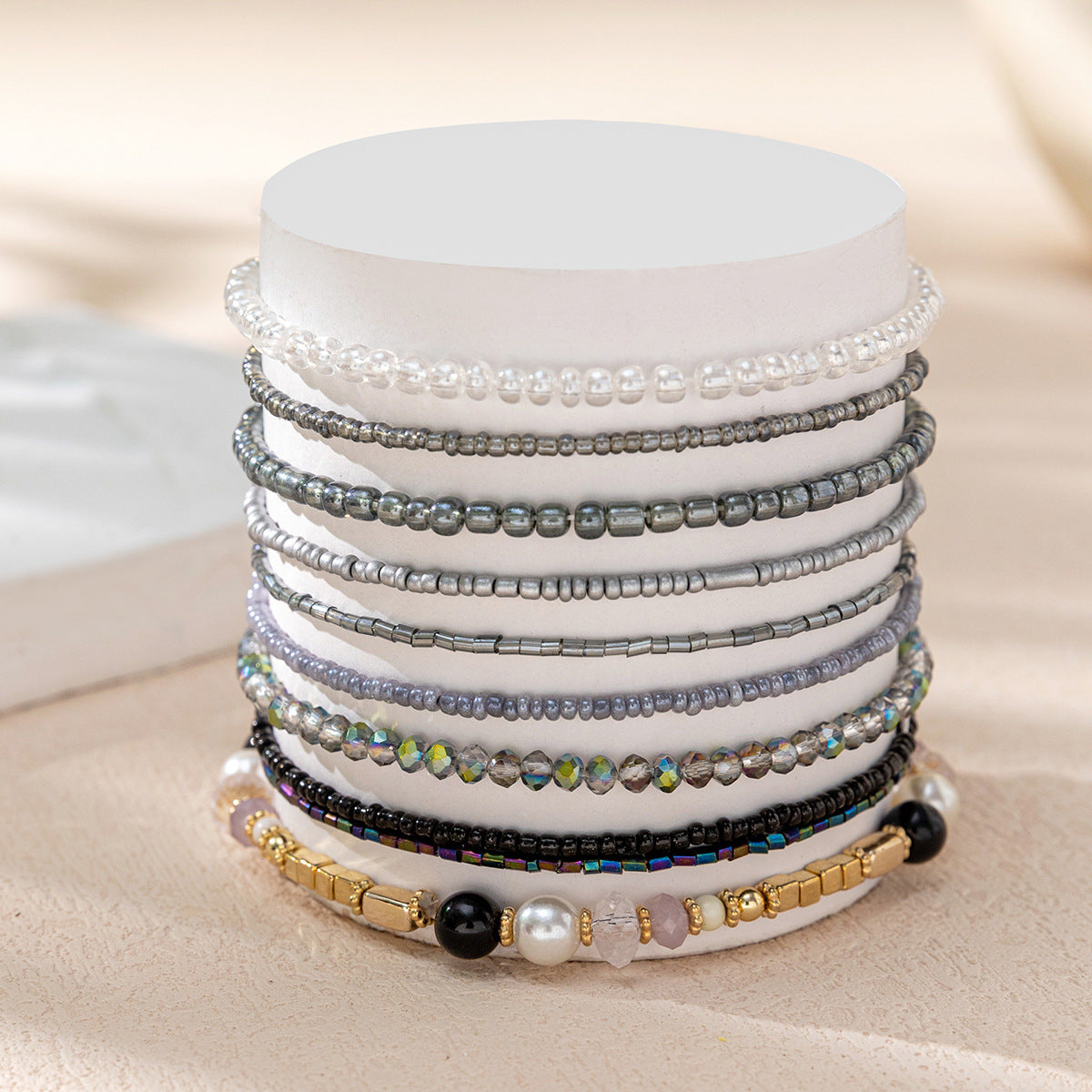 B2164 10pcs Pearl Beaded Bracelets Set