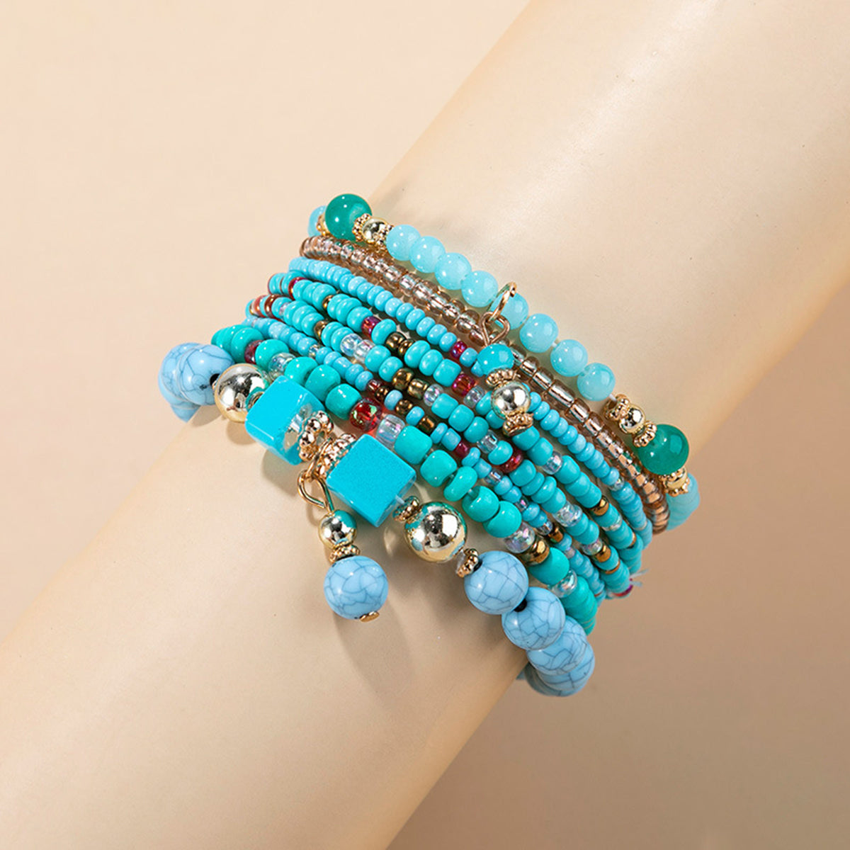 B2180 8pcs Colorful Beaded Bracelet Set