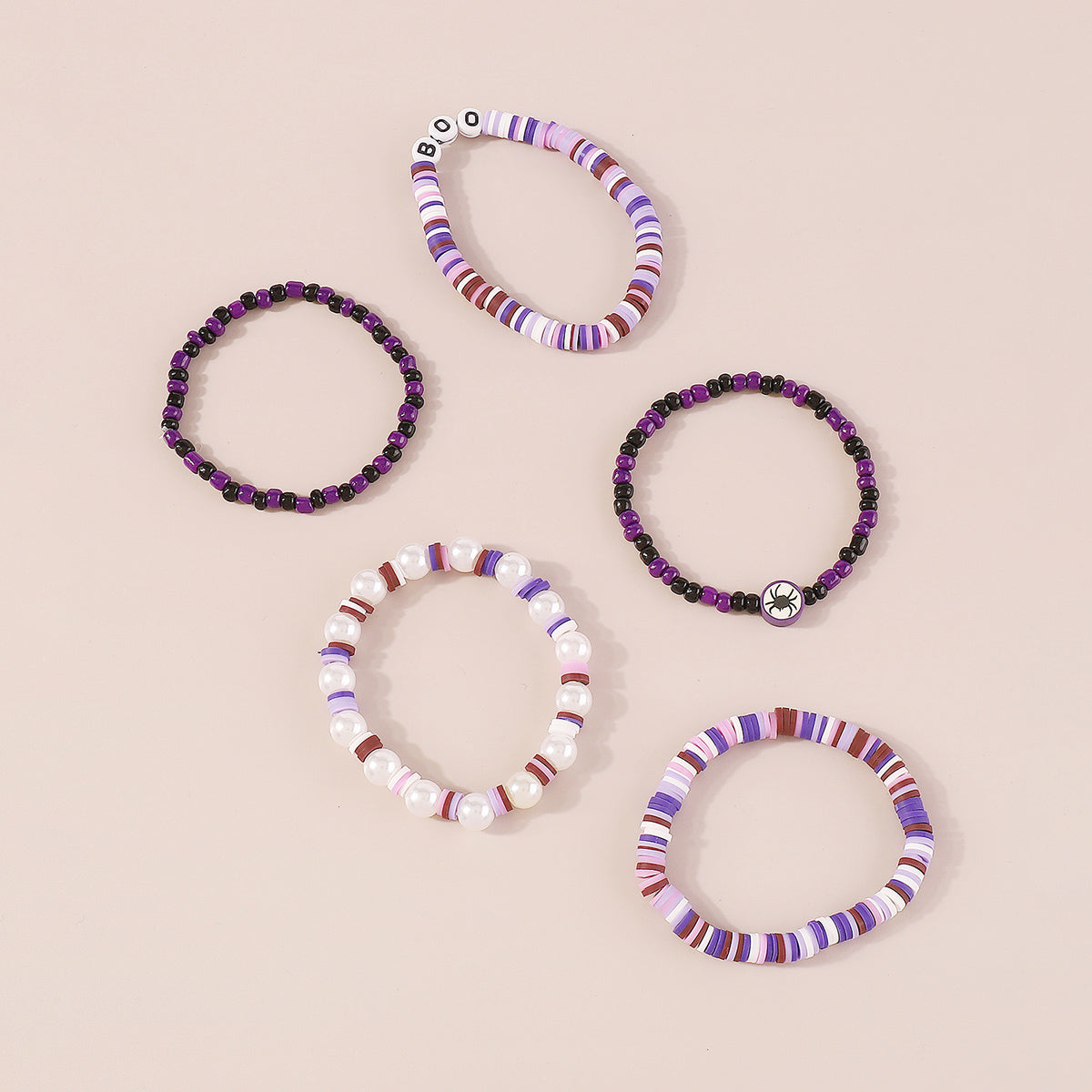 B2204 Halloween Polymer Clay Skeleton Bracelets Set