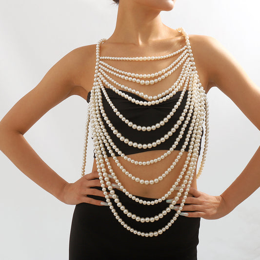 C0429 Handmade Faux Pearl Halter Top