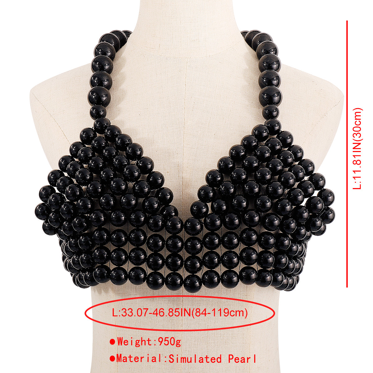 C0435 Handmade Pearl V-neck Chain Bralette