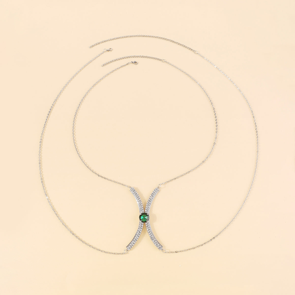 C0528 Luxury Sexy Green Crystal Body Chain Body Jewelry