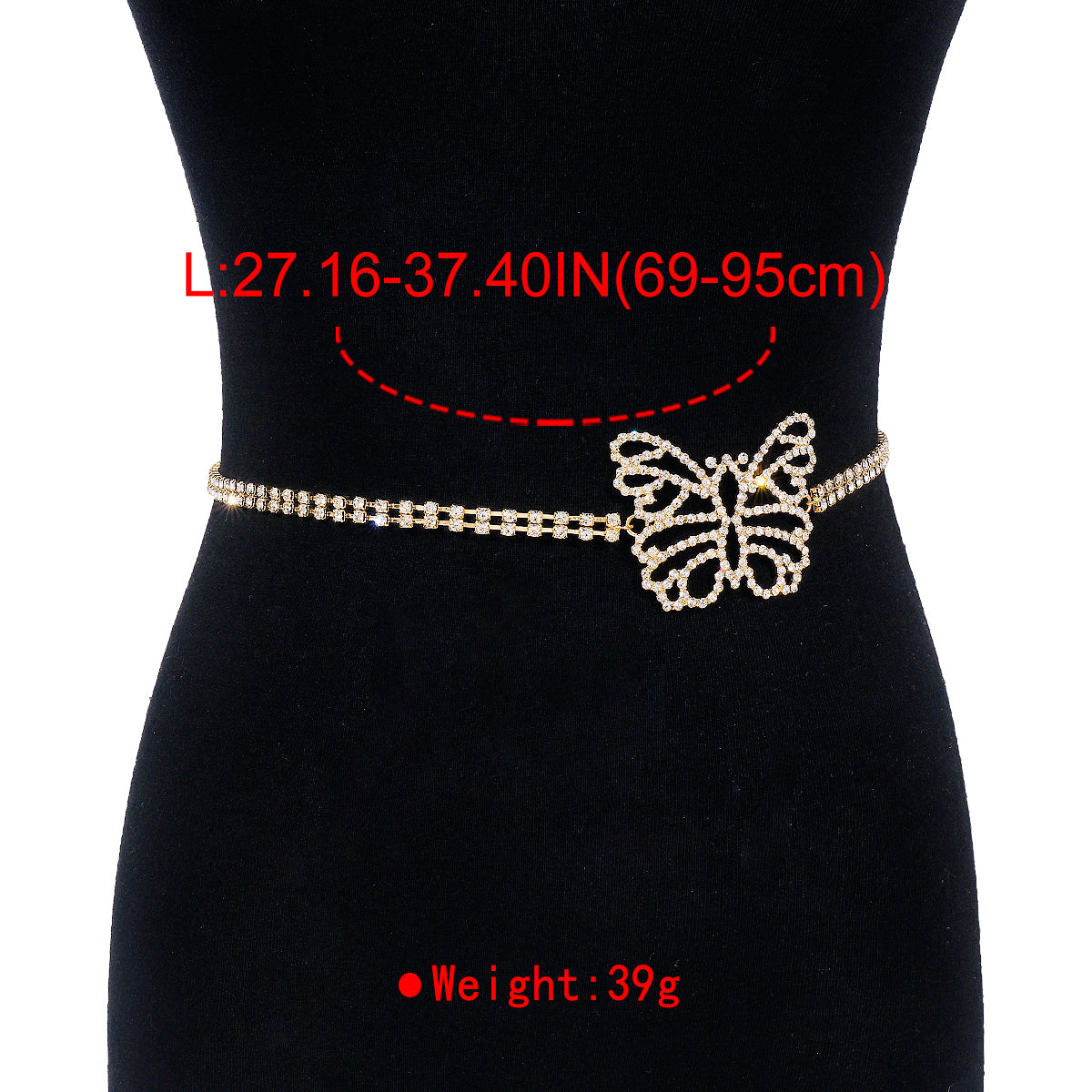 C0615 Sexy Rhinestone Butterfly Waist Chain