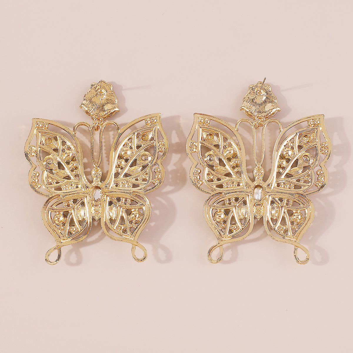 E11376 Sparkling Large Rhinestone Butterfly Drop Earrings