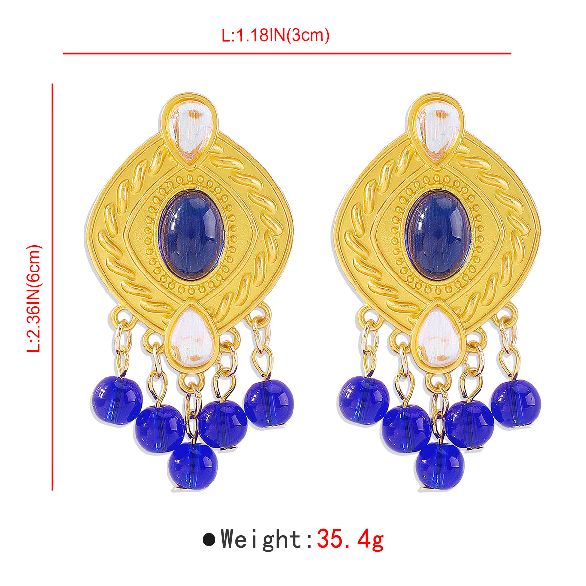 E11485 Vintage Resin Beads Dangle Earrings