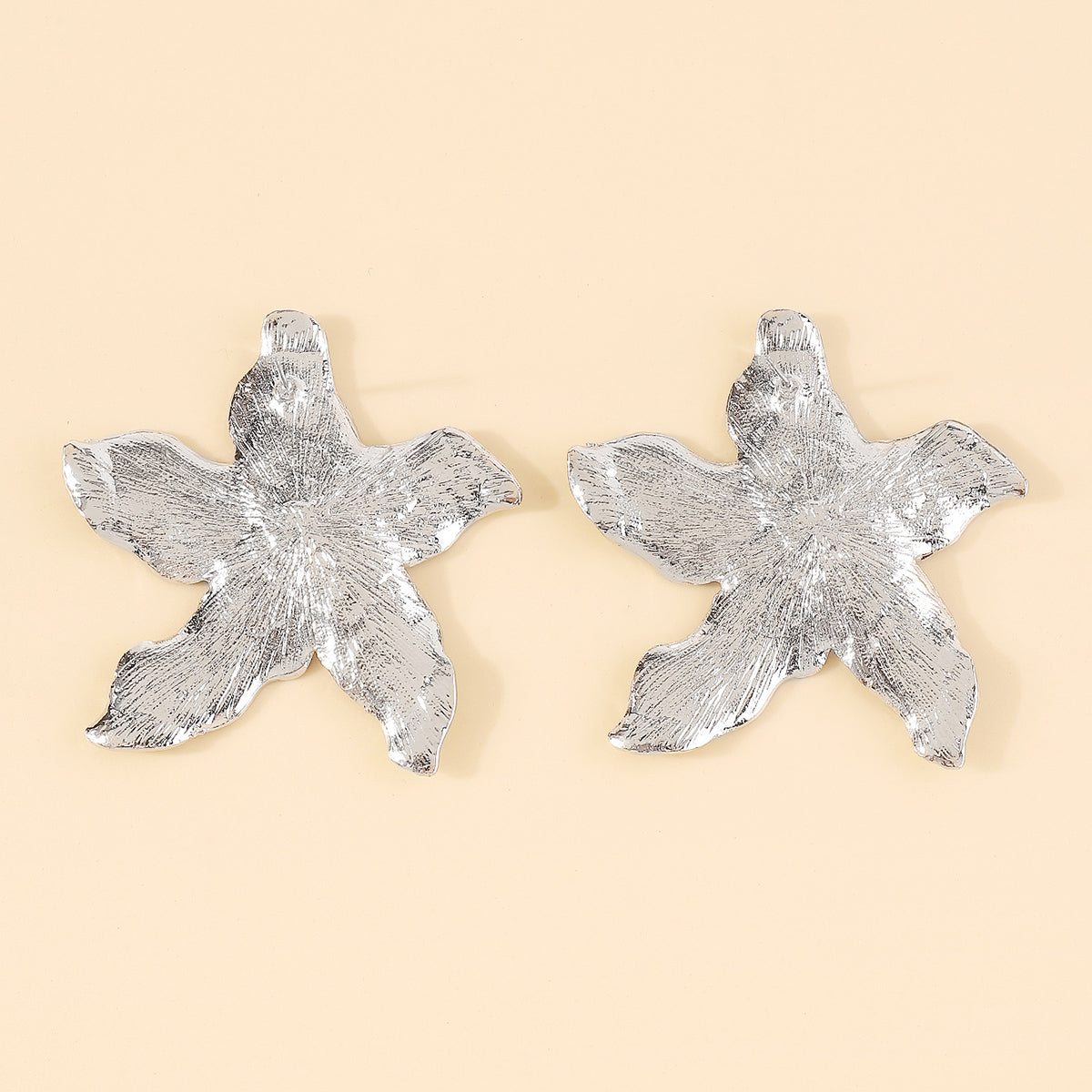 E11616 Large Metal Starfish Earrings