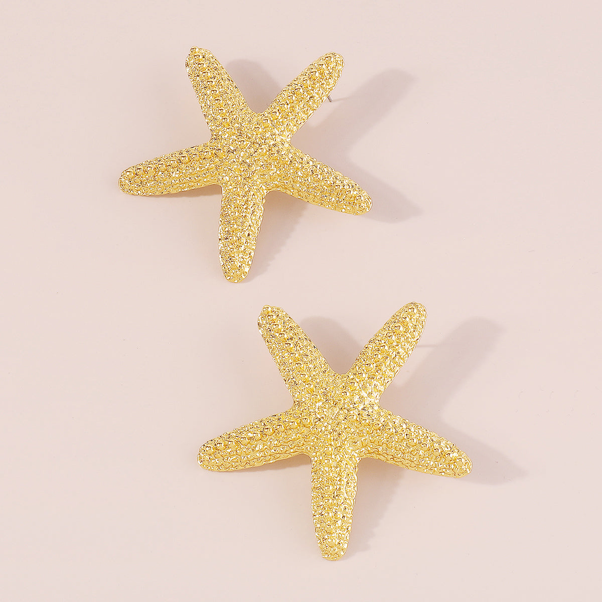 E11778 Large Metal Starfish Stud Earrings