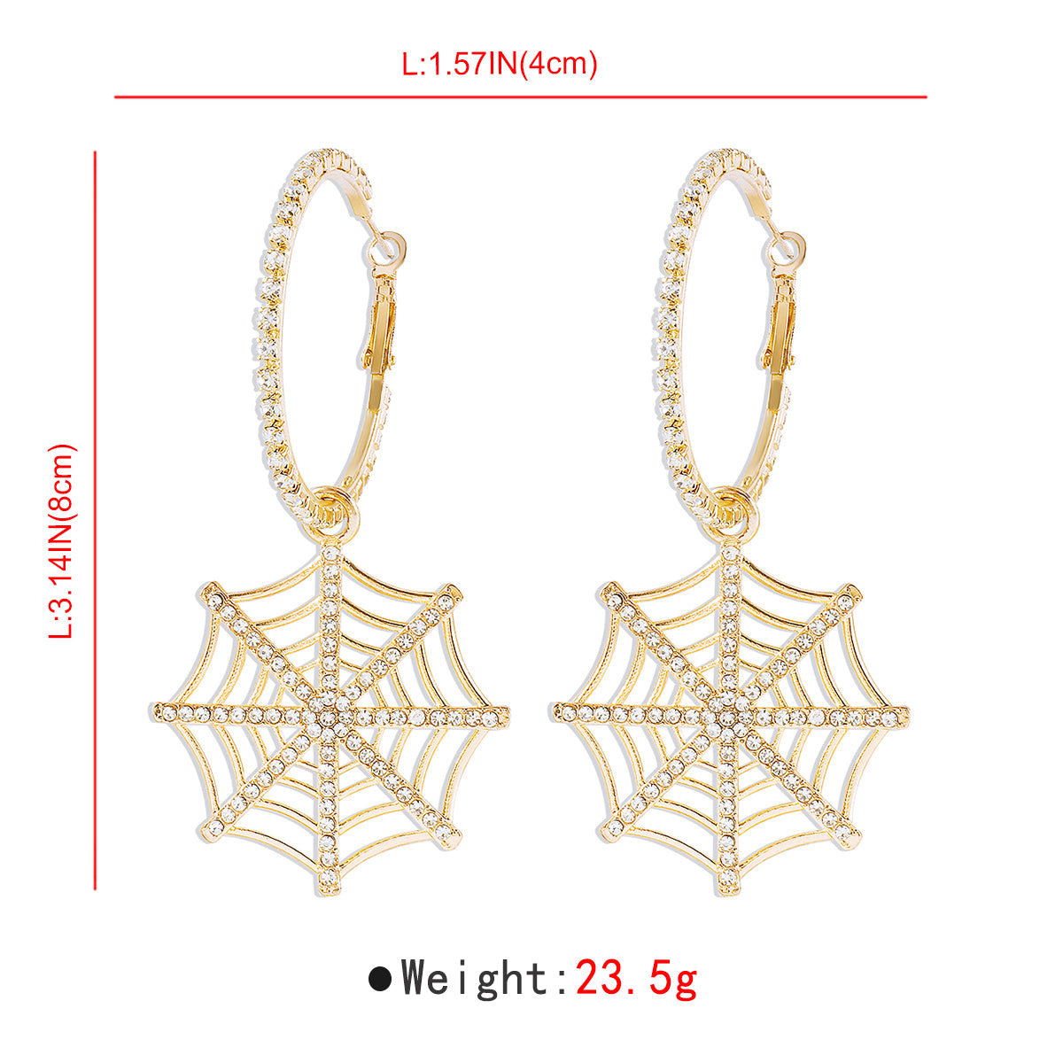 E11897 Halloween Rhinestone Spider Web Drop Earrings