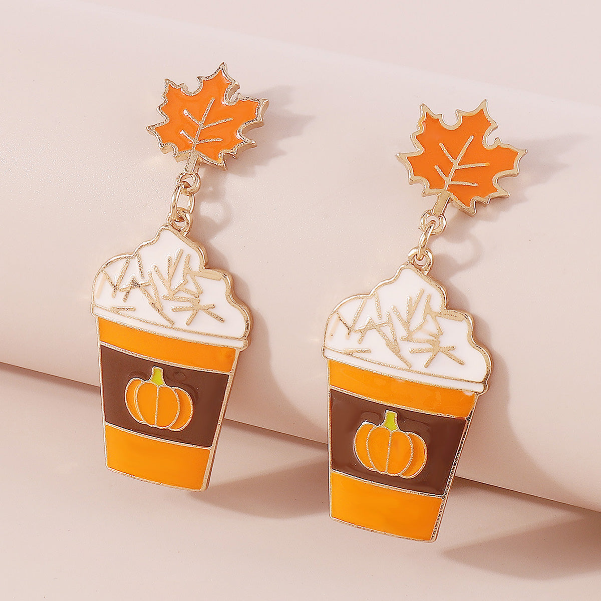 E11948 Halloween Maple Cups Drop Dangle Earrings