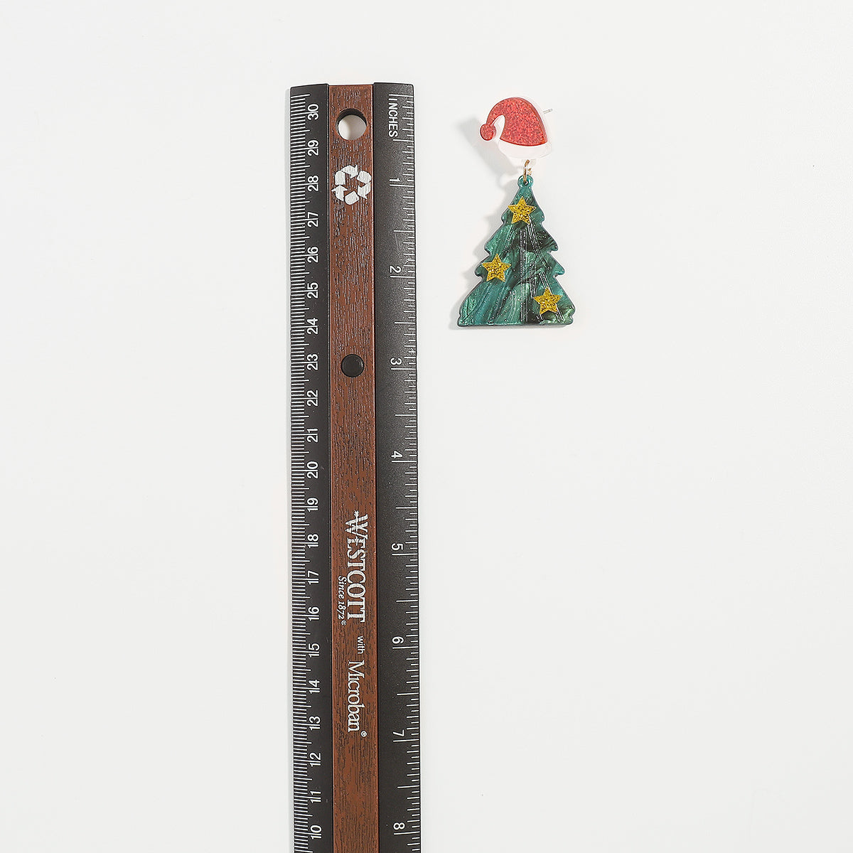 E11963 Acrylic Christmas Tree Hat Drop Earrings