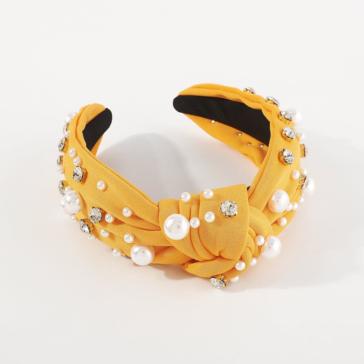 F4840 Luxury Rhinestone Pearl TopKnot Baroque Headband