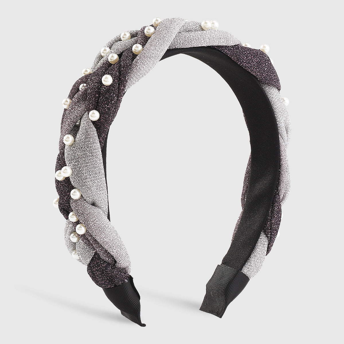 F5688 Shiny Metallic Braids w/Pearl Headbands