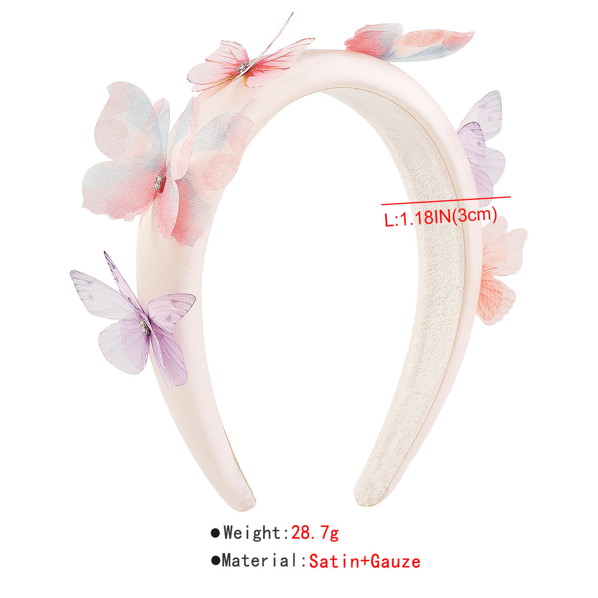 F5798 Handmade 3D Butterfly Padded Headband