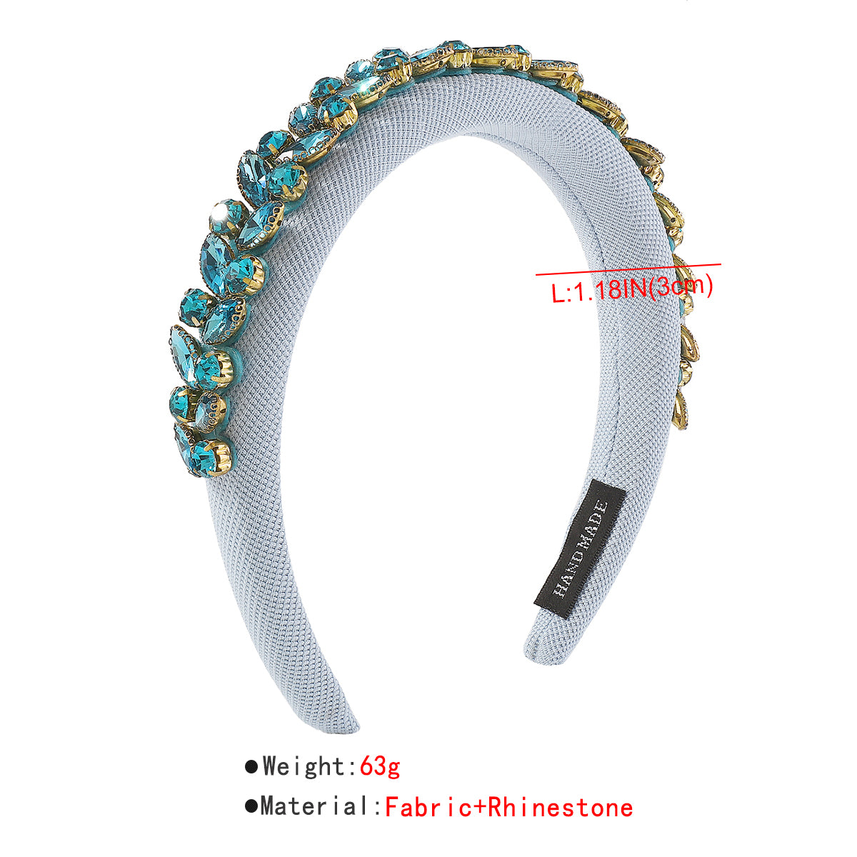 F5871 Luxury Crystal Leaf Light Padded Headband