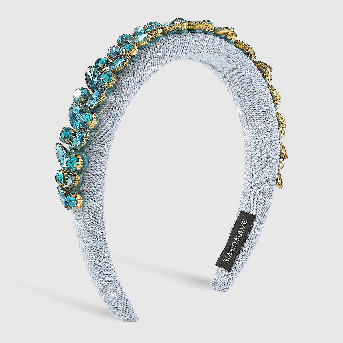 F5871 Luxury Crystal Leaf Light Padded Headband