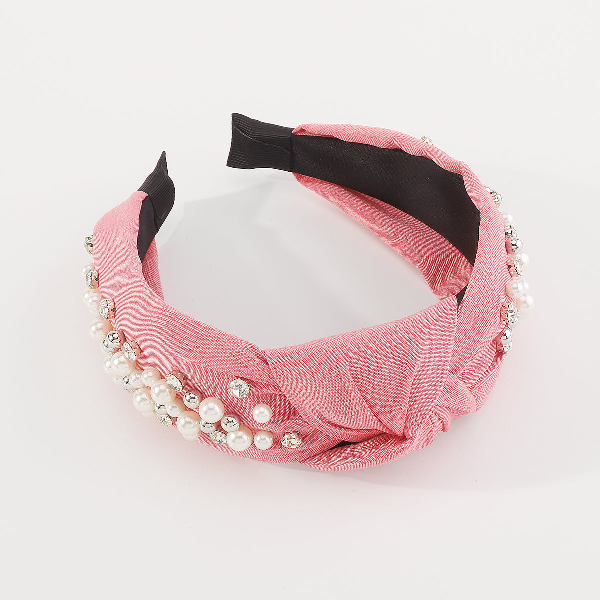F5876 NEW Color Pearl Rhinestones Wide Topknot Headband