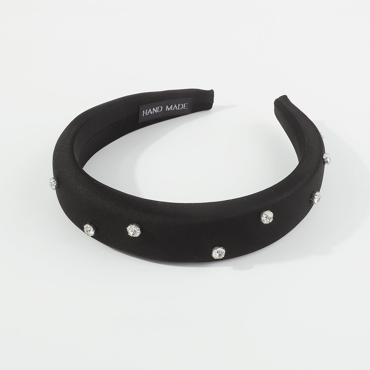 F5911 Shiny Satin Rhinestone Embellished Padded Headband