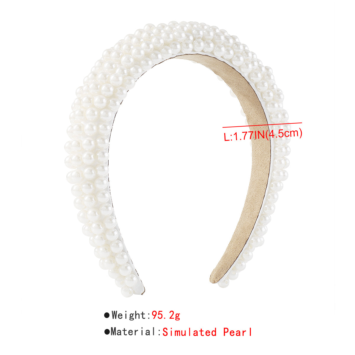 F5935 Full Pearls Padded Bridal Headbands