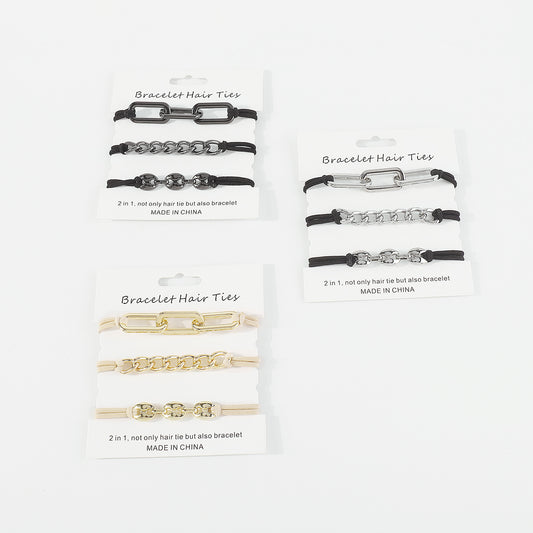F5942 Elastic Hair Band Bracelet With Metal Chain