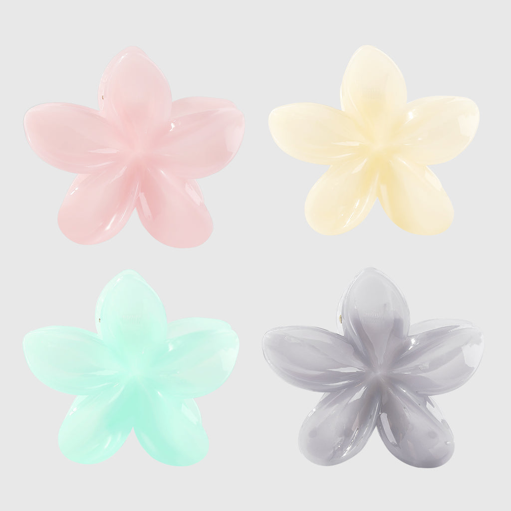 F5951 4 Pcs Summer Large Resin Flower Hair Claw Set