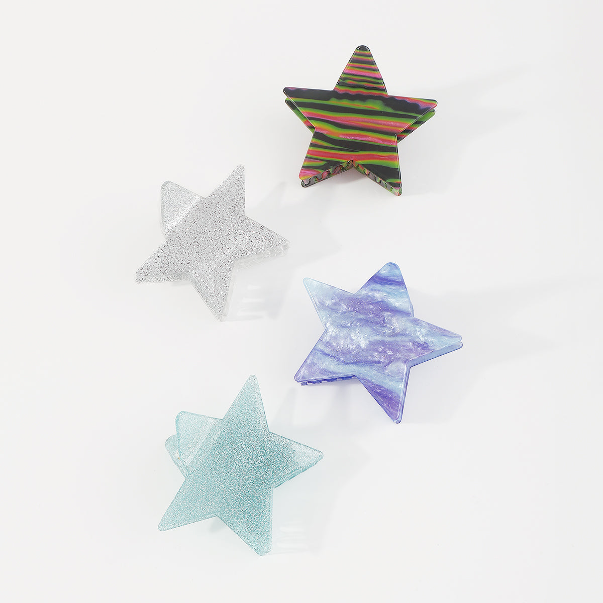 F5956 Larg Shiny Acrylic Star Hair Claw Clips