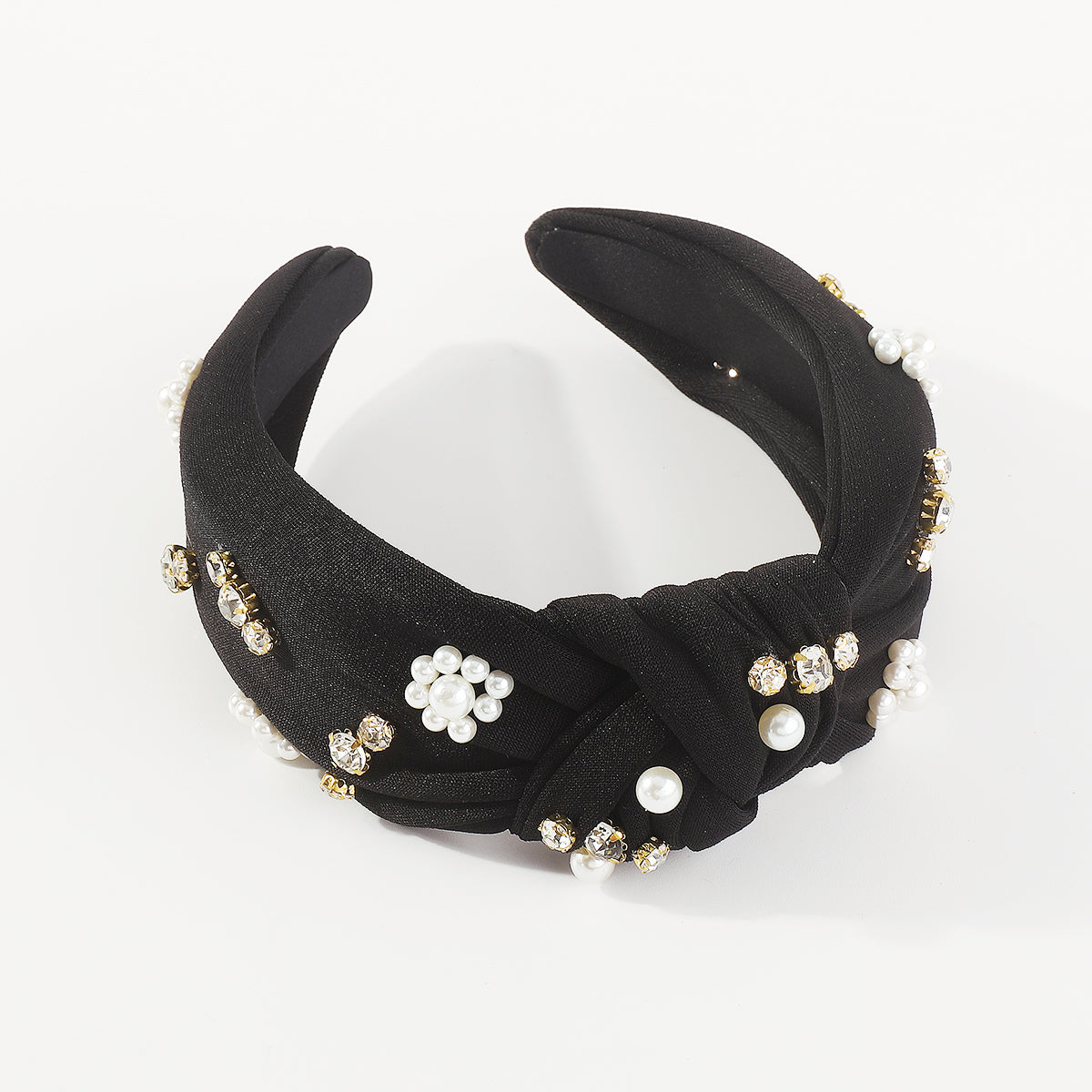 F6190 Baroque Pearl Rhinestone Knotted Headband
